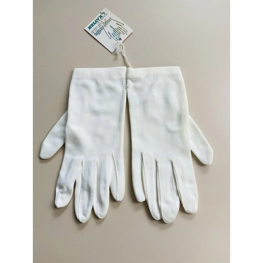 Vintage White Fashion Gloves Magic Motion By Kayser Wrist Length Nylon, Unused